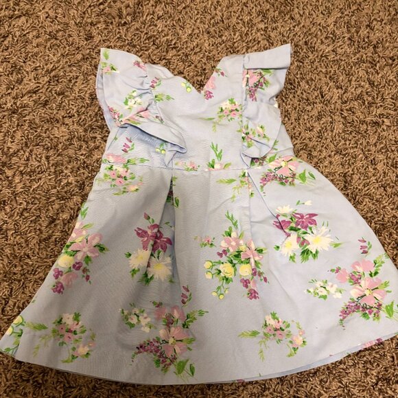 Janie and Jack Other - Janie and Jack Floral Print Dress 12-18 Months Light Blue Button Back Lined